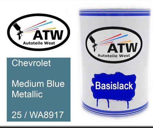 Chevrolet, Medium Blue Metallic, 25 / WA8917: 500ml Lackdose, von ATW Autoteile West.